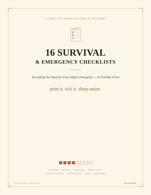 16 Survival Checklists - Kestrow