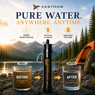 Kestrow HydroGuard™ Portable Water Filter Straw for Survival, Camping & Emergency