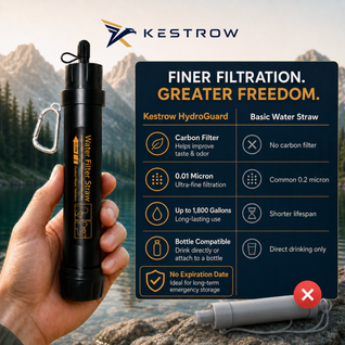 Kestrow HydroGuard™ Portable Water Filter Straw for Survival, Camping & Emergency