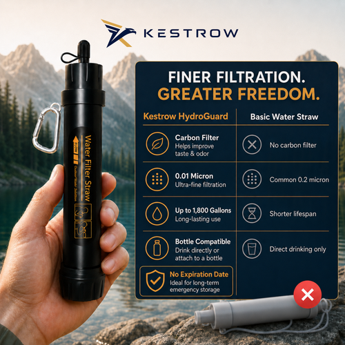 Kaestral HydroGuard™ Portable Water Filter Straw for Survival, Camping & Emergency