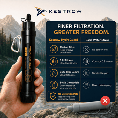 Kestrow HydroGuard™ Portable Water Filter Straw for Survival, Camping & Emergency - Kestrow